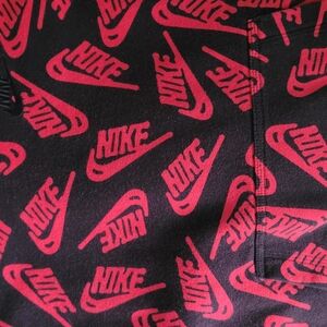 Nike Black and Red Hoodie And Sweatpants with Swoosh Pattern